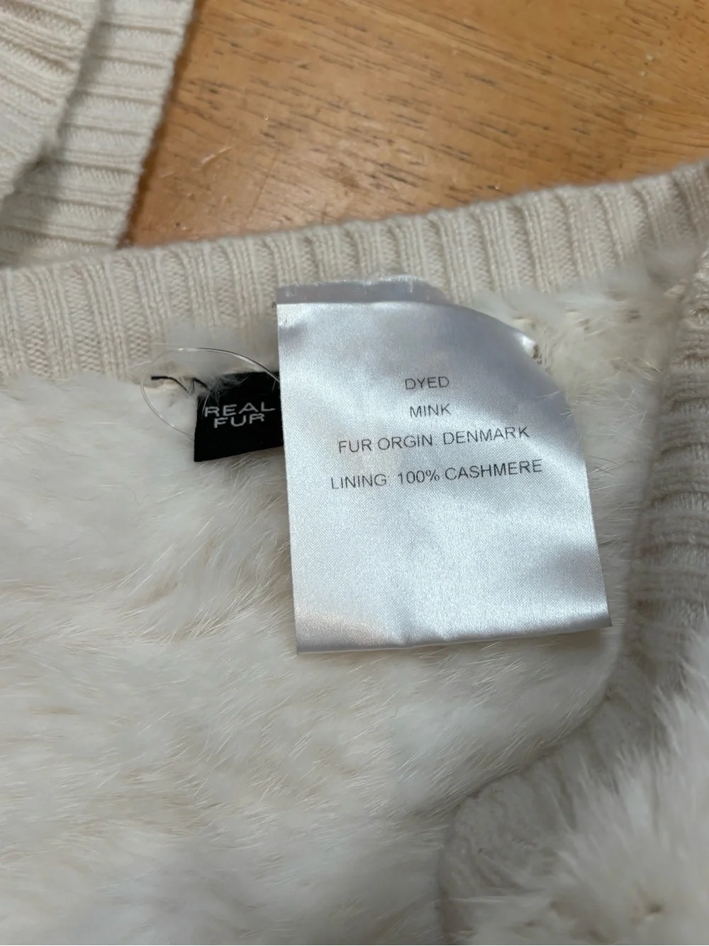 Dennis Basso white ivory winter mink genuine fur and cashmere infinity scarf